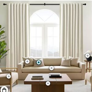 100% Blackout Curtains 102 inches Long Natural Linen Drapes 2 Panels Set
